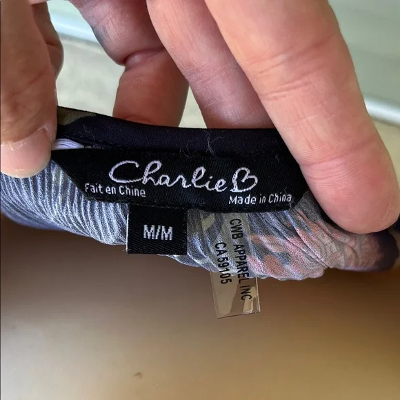 Like new Charlie Black Floral Long Sleeve blouse - Picture 2 of 15